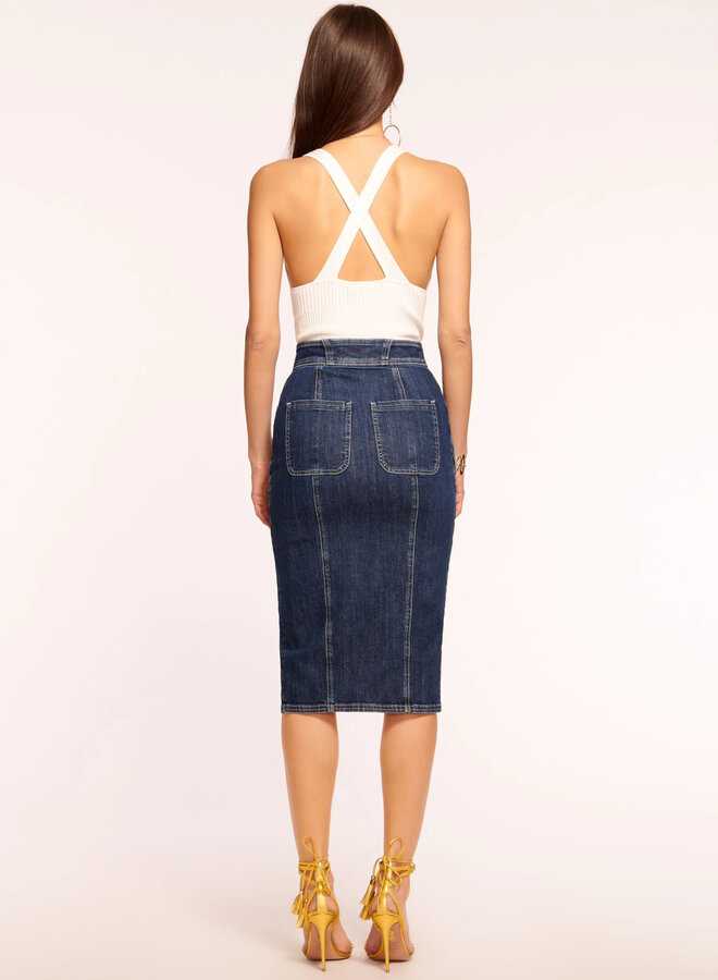 Ramy Brook- Marietta High-Waisted Denim Skirt- Dark Wash