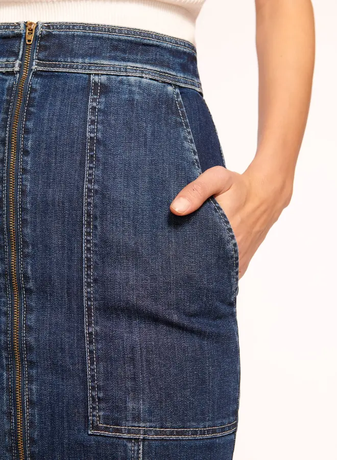 Ramy Brook- Marietta High-Waisted Denim Skirt- Dark Wash