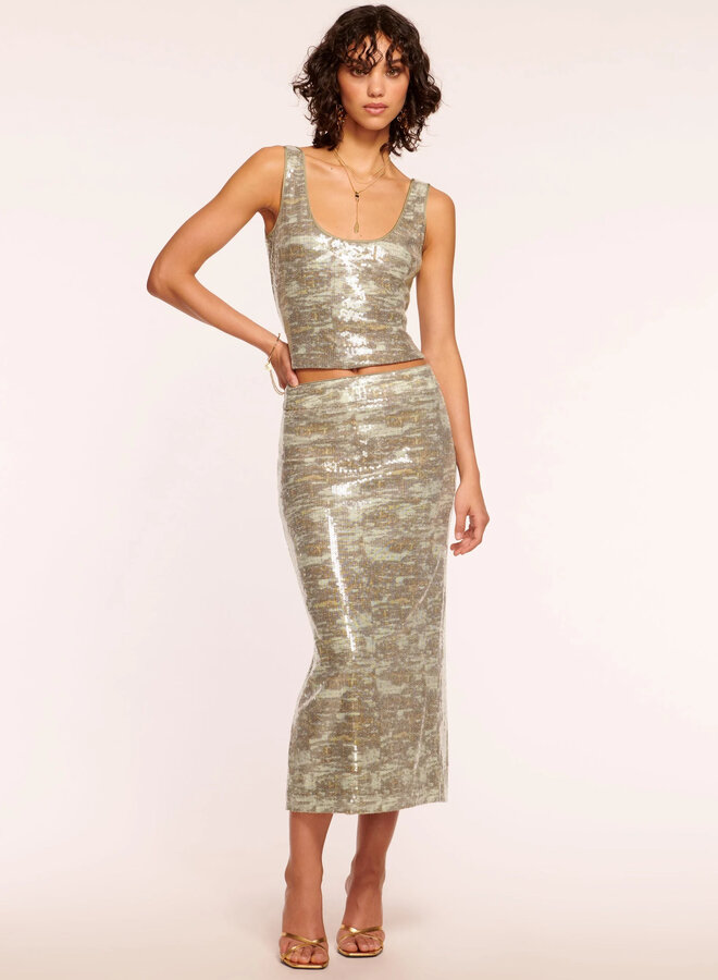 Ramy Brook- Alpha Sequin Midi Skirt- Camo Sequin