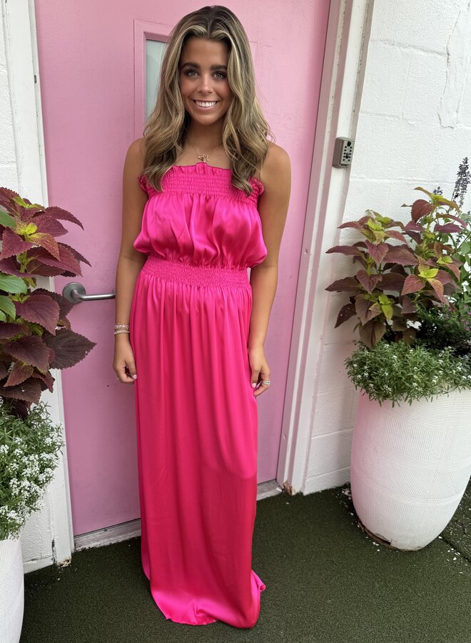 Loyd Ford- Fuchsia Satin Maxi Dress 2520