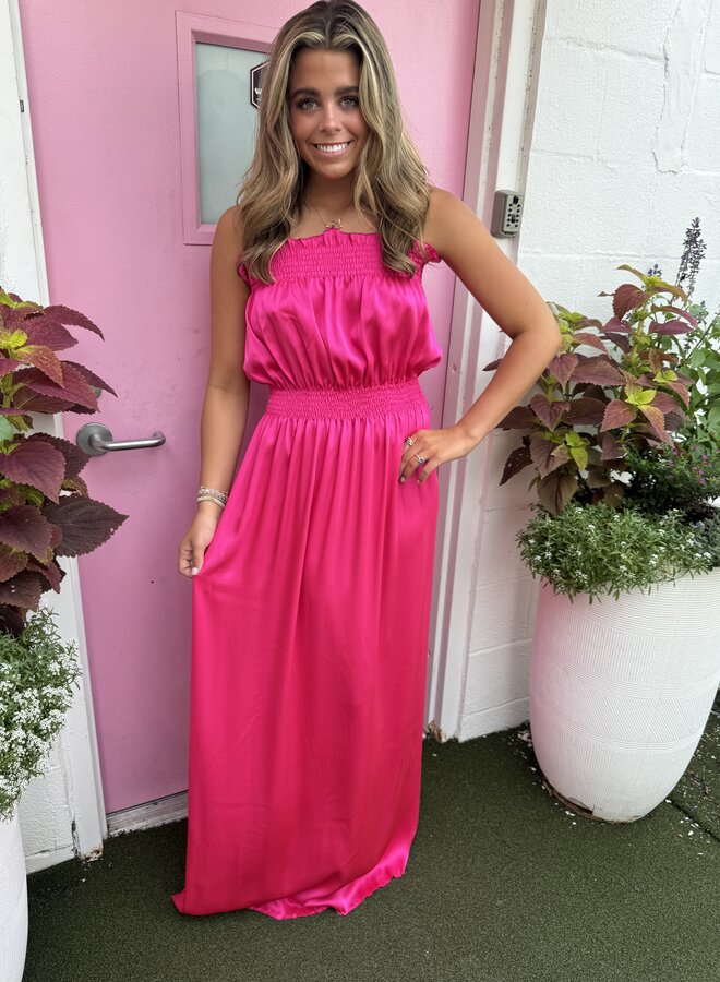 Loyd Ford- Fuchsia Satin Maxi Dress 2520