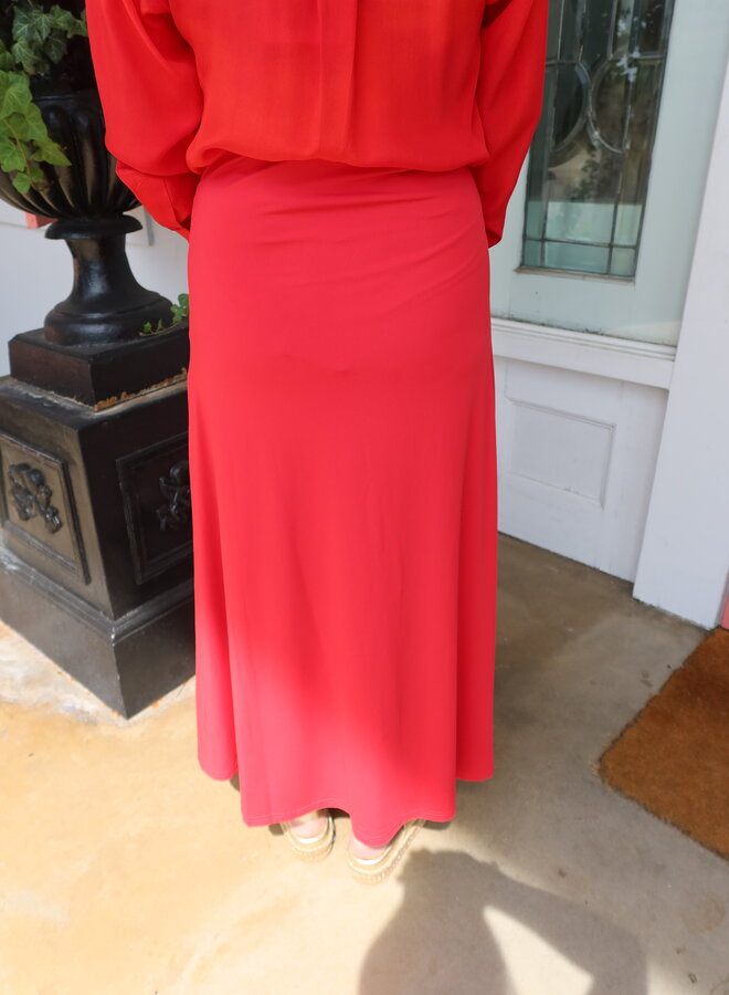 Maria Cher- Vera Harlee Midi Skirt- Red