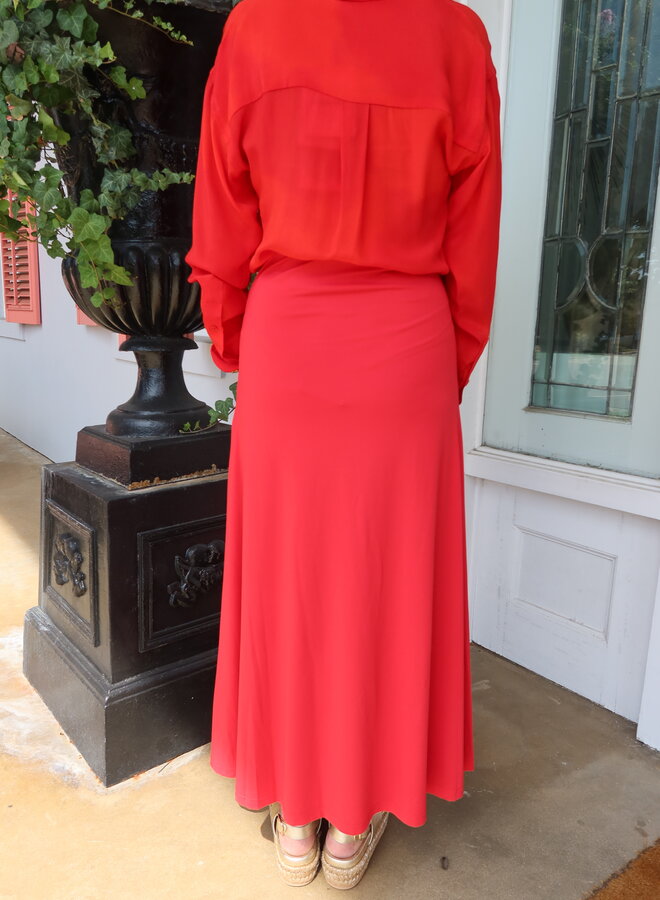 Maria Cher- Vera Harlee Midi Skirt- Red