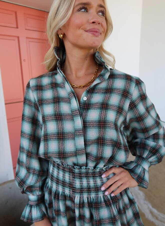 Koch- Phoebe Top- Sea Glass Check