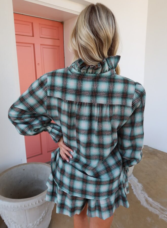 Koch- Phoebe Top- Sea Glass Check