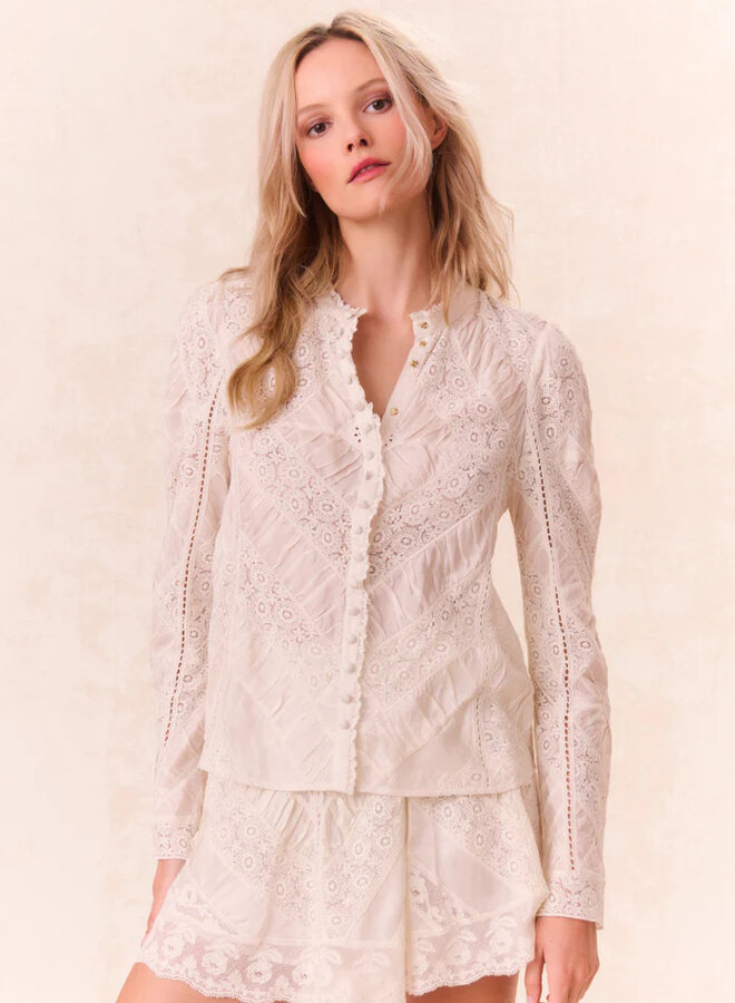 Love Shack Fancy- Isaline Top- Off White