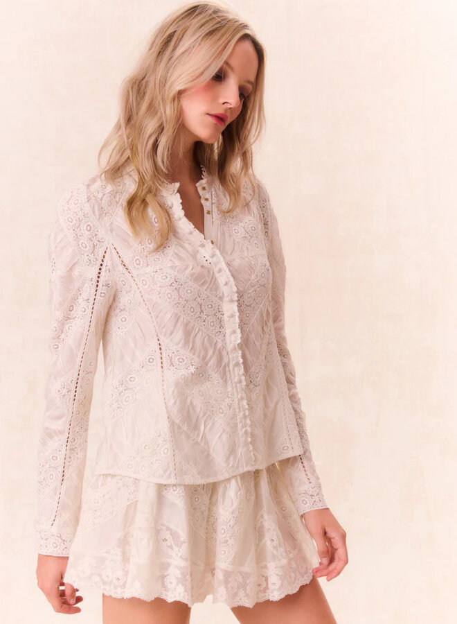 Love Shack Fancy- Isaline Top- Off White