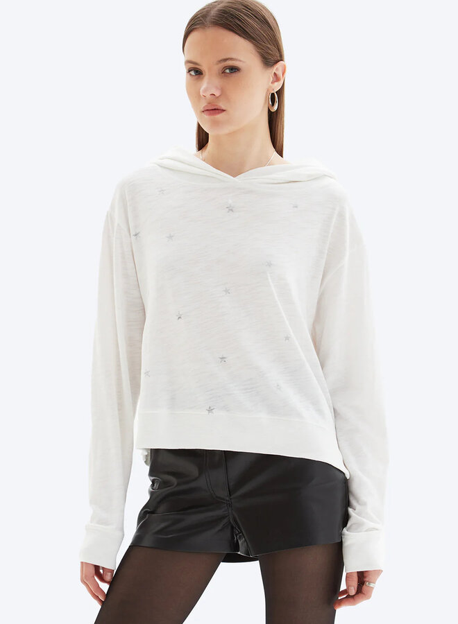 CHRLDR- Marie Stars Lightweight Pullover- White
