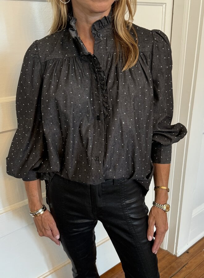 Secular- Rene Shirt- Black Sparkle Denim