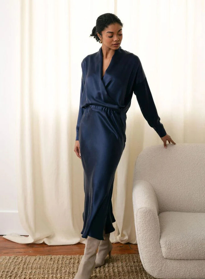 Natalie Busby- Silk Twist Blouse- Midnight