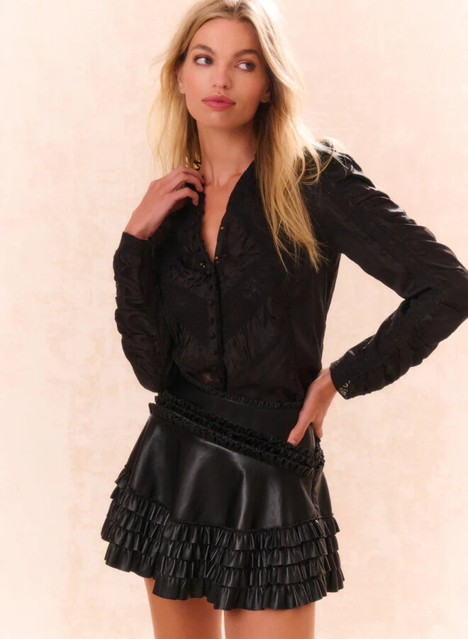 Love Shack Fancy- Audria Skirt- Black