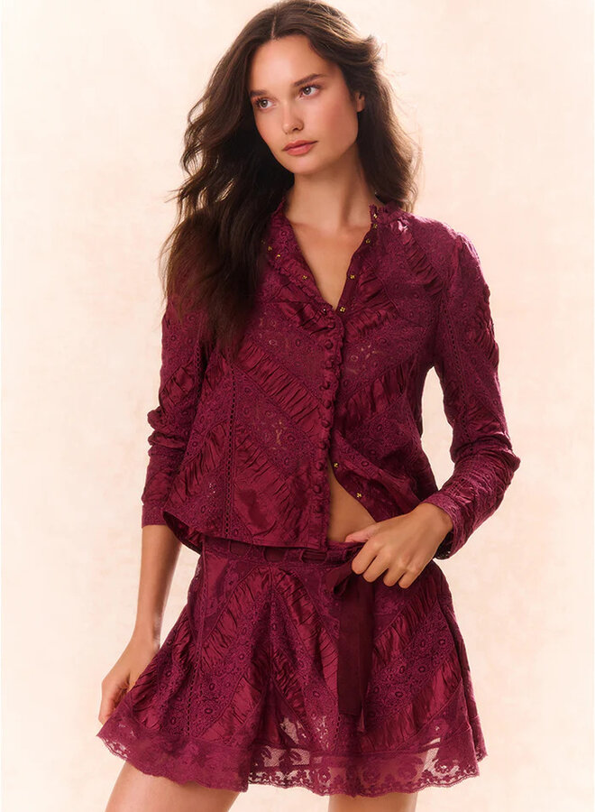 Love Shack Fancy- Shayda Skirt- Oxblood