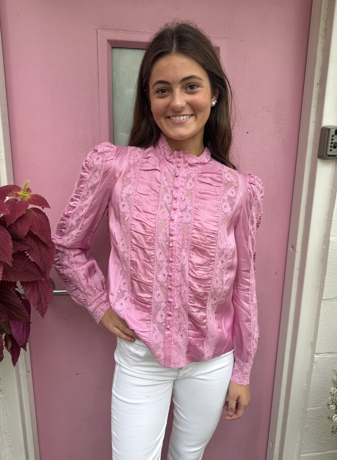 Love Shack Fancy- Jacque Top- Tulip Pink