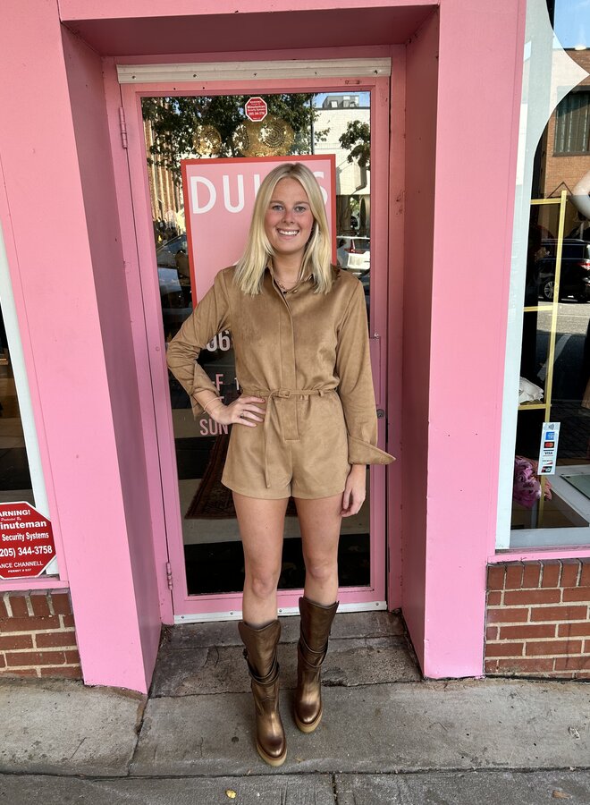 Alexis- Archer Romper- Tan