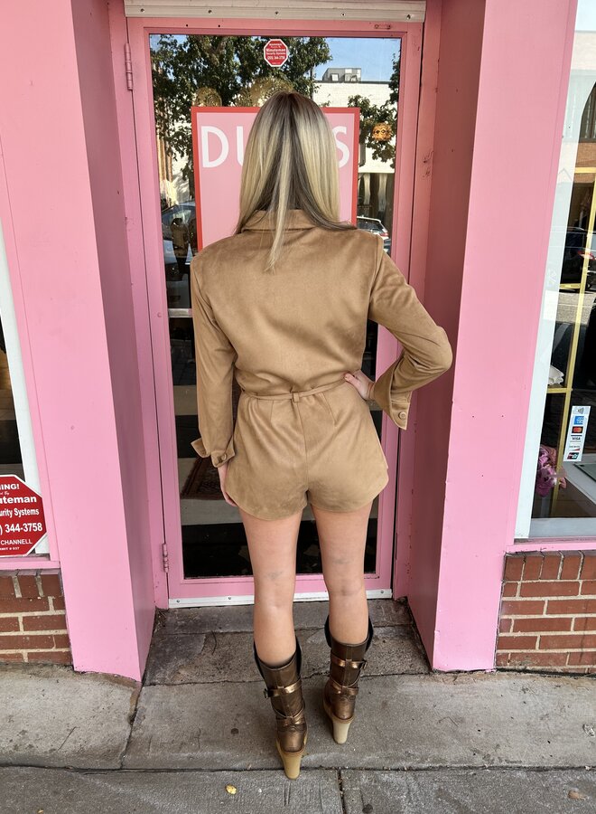 Alexis- Archer Romper- Tan