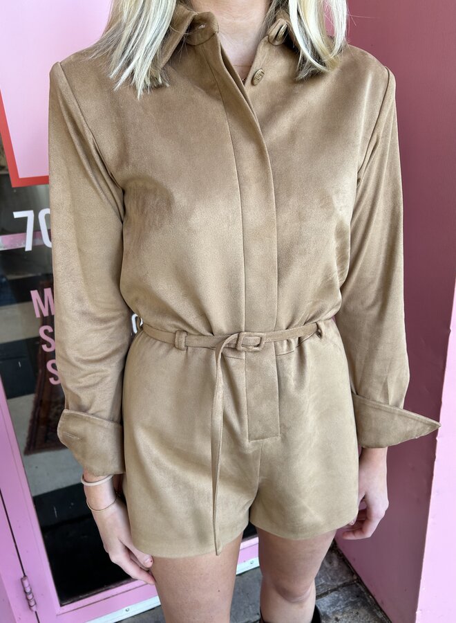 Alexis- Archer Romper- Tan