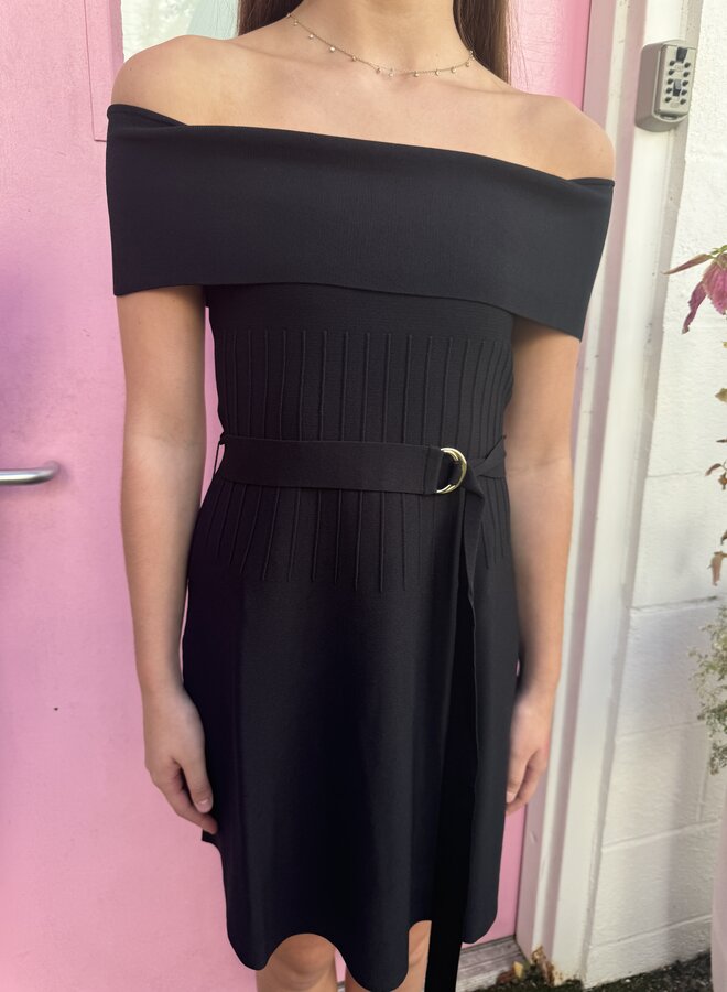 Karina Grimaldi- Amaya Mini Knit Dress- Black