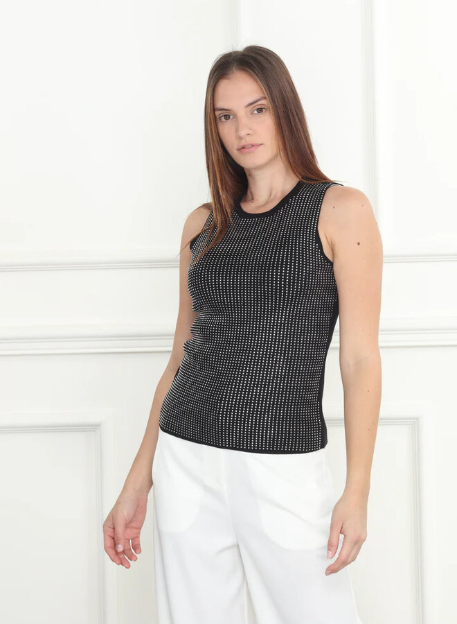 Zero Degrees Celsius- Rhinestone Sweater Tank- Black
