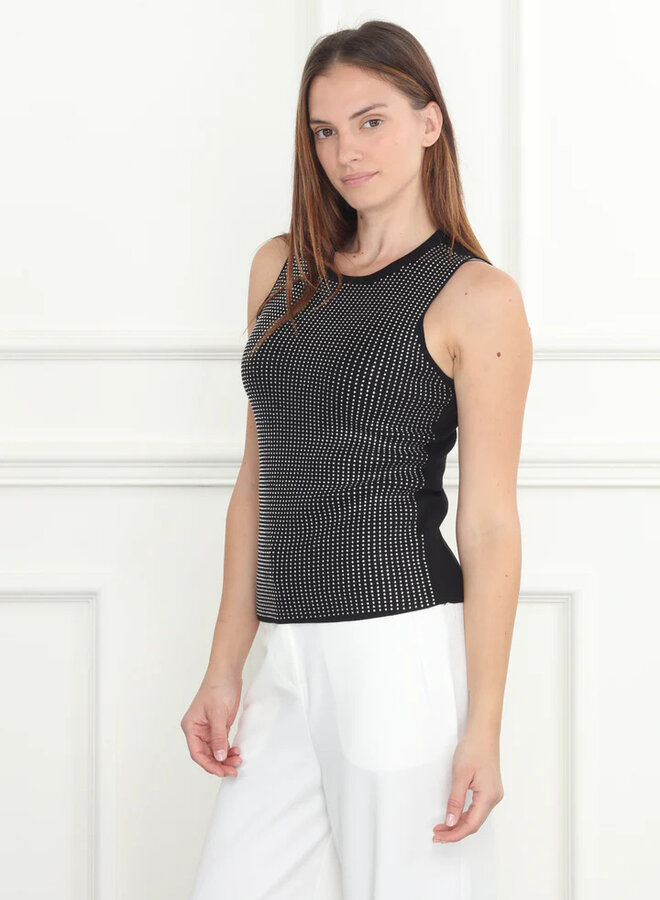Zero Degrees Celsius- Rhinestone Sweater Tank- Black