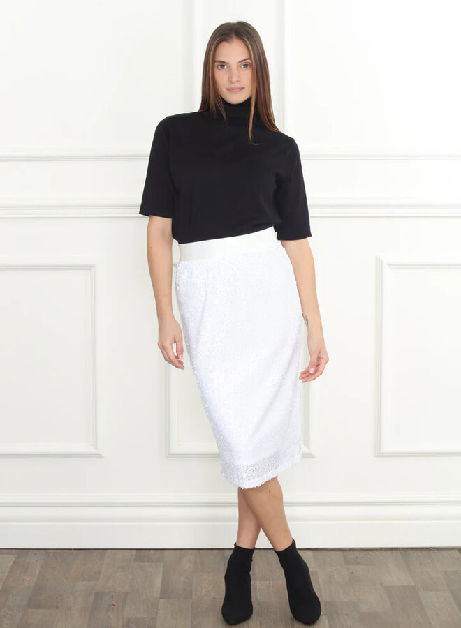 Zero Degrees Celsius- Sequins Skirt- White