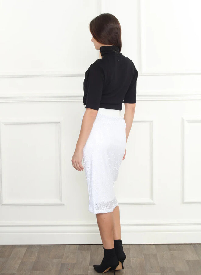 Zero Degrees Celsius- Sequins Skirt- White