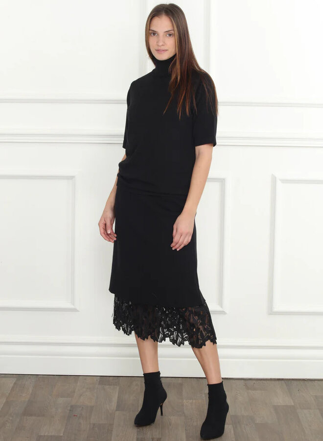 Zero Degrees Celsius- Lace Reversible Knit Skirt- Black