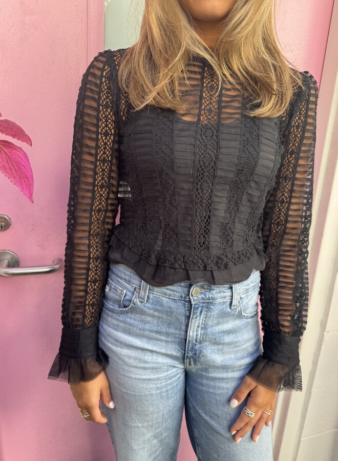 Love Shack Fancy- Etheline Top- Black