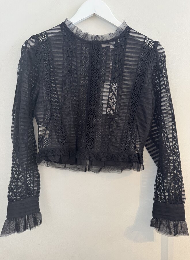 Love Shack Fancy- Etheline Top- Black