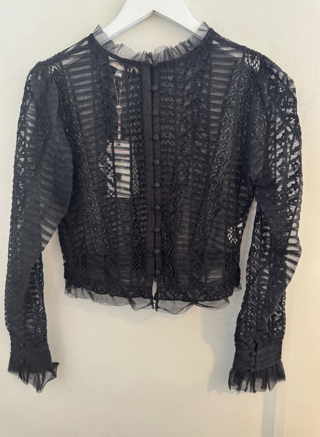 Love Shack Fancy- Etheline Top- Black