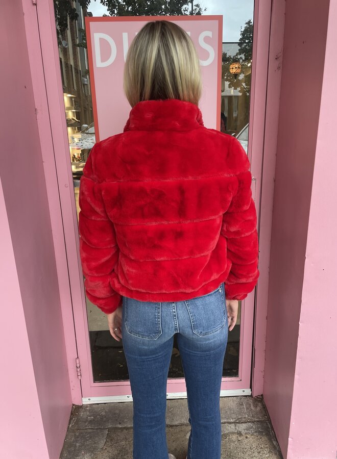 Love Token- Alex Faux Fur Jacket- Red