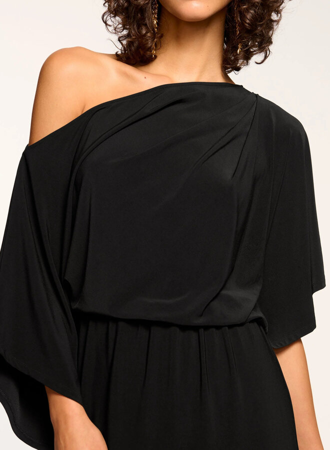 Ramy Brook- Carlina Off-The-Shoulder Jersey Midi Dress- Black