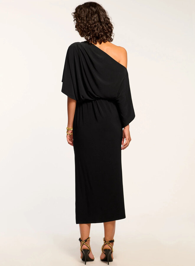 Ramy Brook- Carlina Off-The-Shoulder Jersey Midi Dress- Black