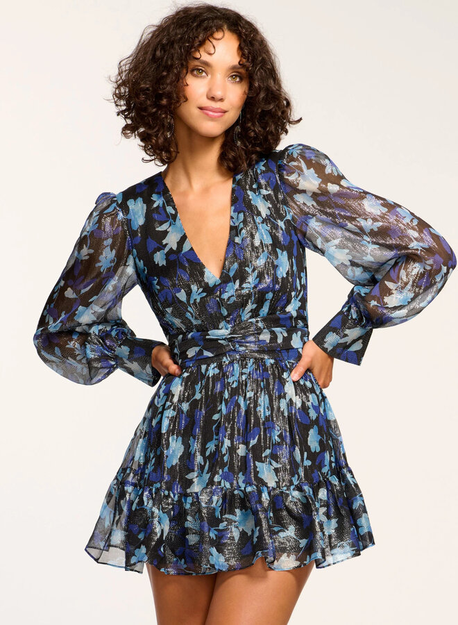 Ramy Brook- Lizbeth V-Neck Ruffle Mini Dress- BLDBC