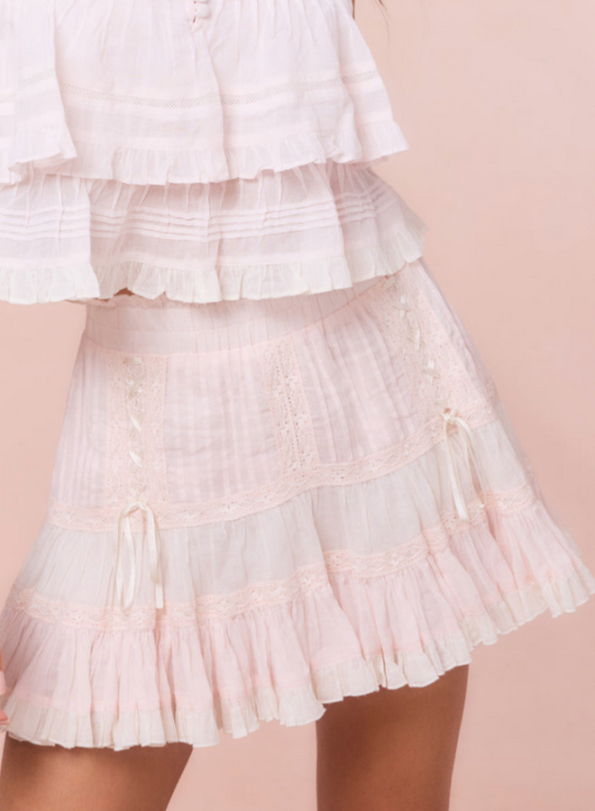 Love Shack Fancy - Trevina Mini Skirt - Tea Rose Pink