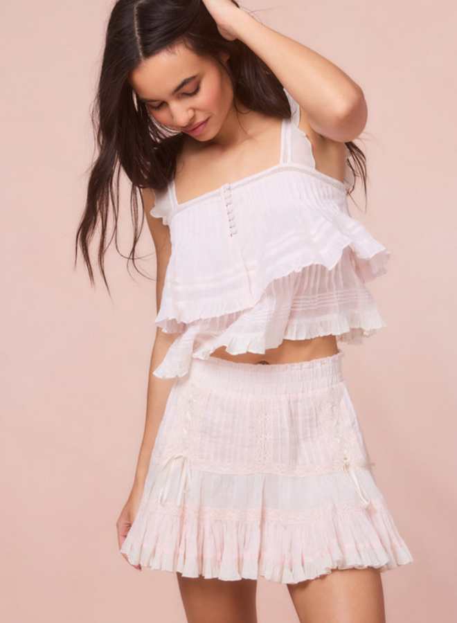 Love Shack Fancy - Trevina Mini Skirt - Tea Rose Pink