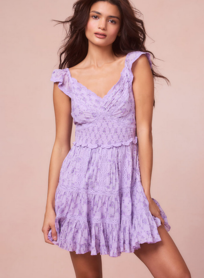 Love Shack Fancy - Presline Mini Dress - Lilac Dream