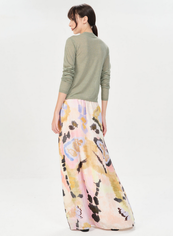 Maria Cher- Pergamino Trudy Long Skirt- Salmon Blue