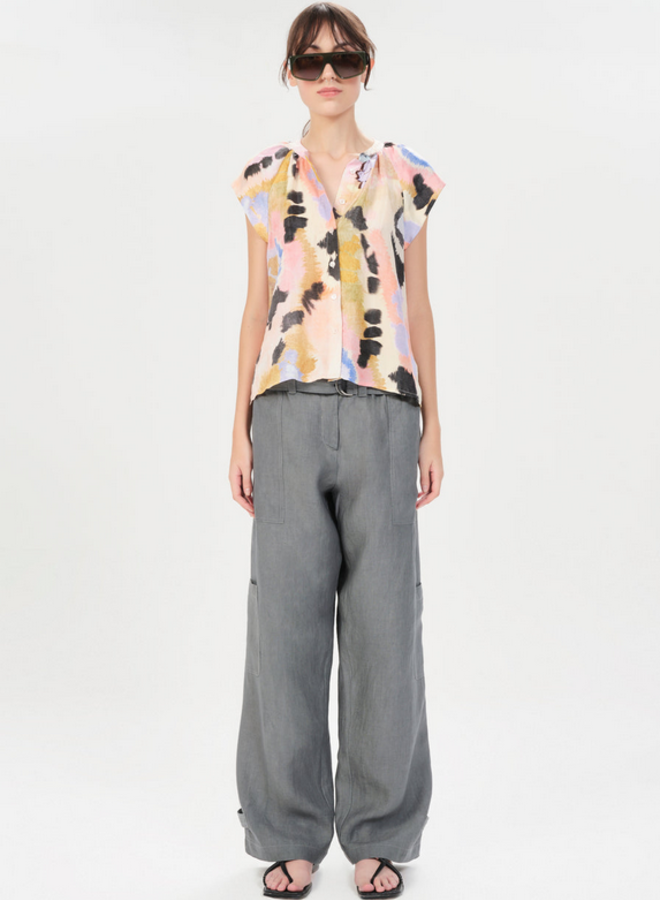 Maria Cher- Pergamino Alec Sleeveless Top- Salmon Blue
