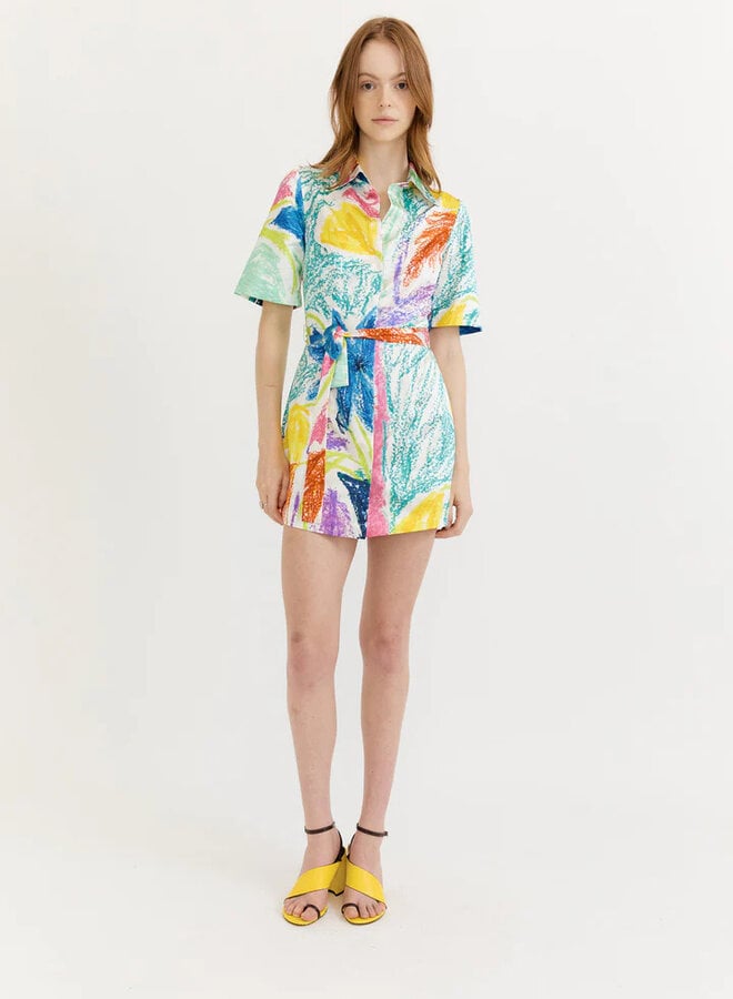Gary Bigeni- Zofia Mini Shirt Dress- Blue Flowers