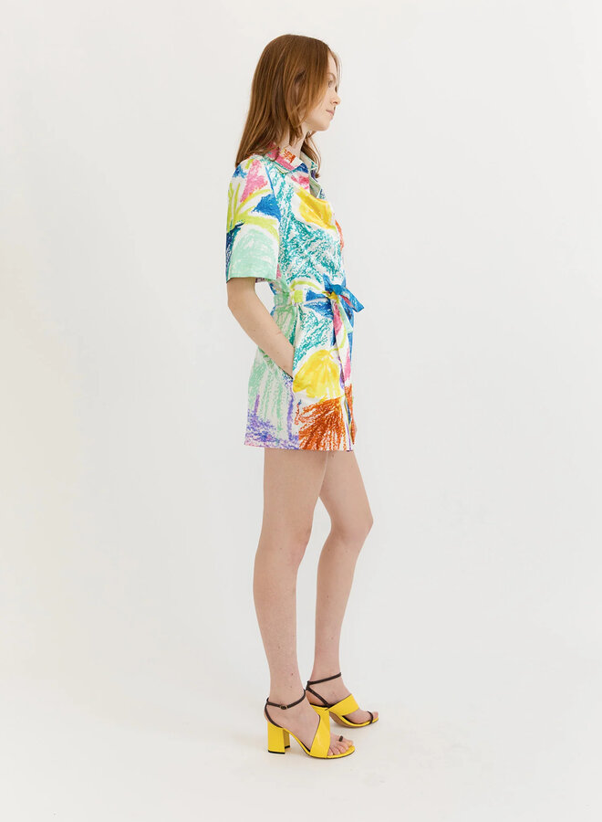 Gary Bigeni- Zofia Mini Shirt Dress- Blue Flowers