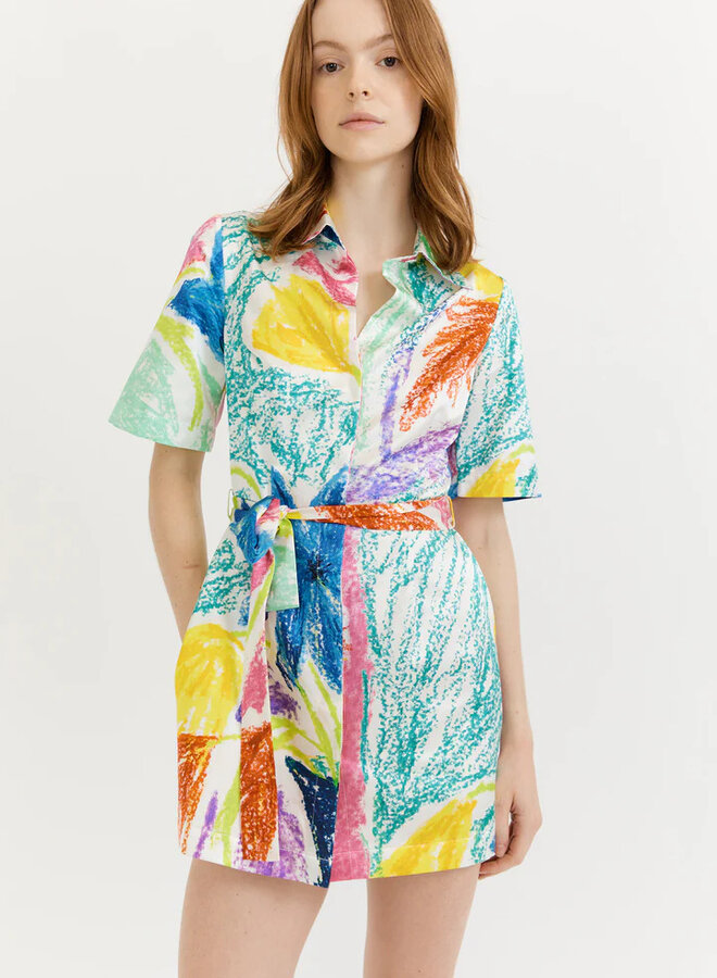 Gary Bigeni- Zofia Mini Shirt Dress- Blue Flowers