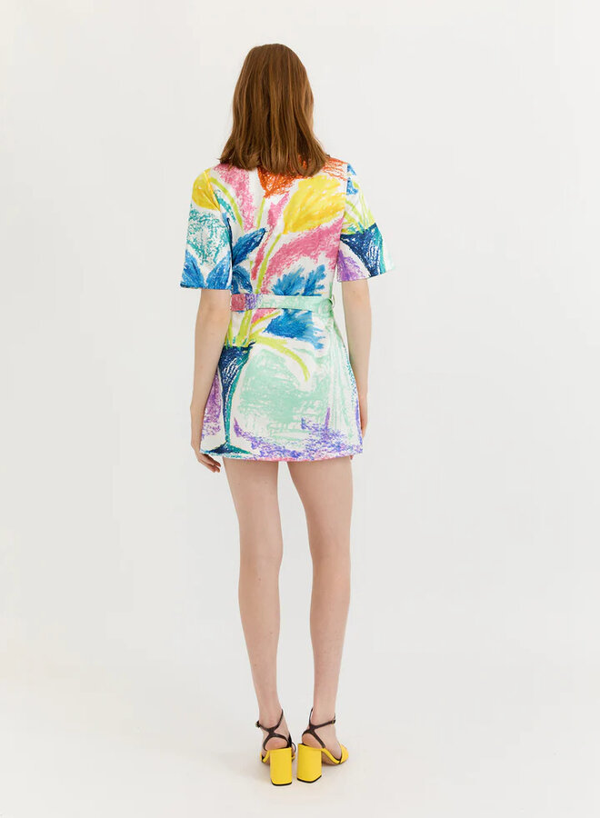 Gary Bigeni- Zofia Mini Shirt Dress- Blue Flowers