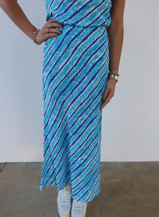 Gary Bigeni- Tash Bias Skirt- Blue Stripe