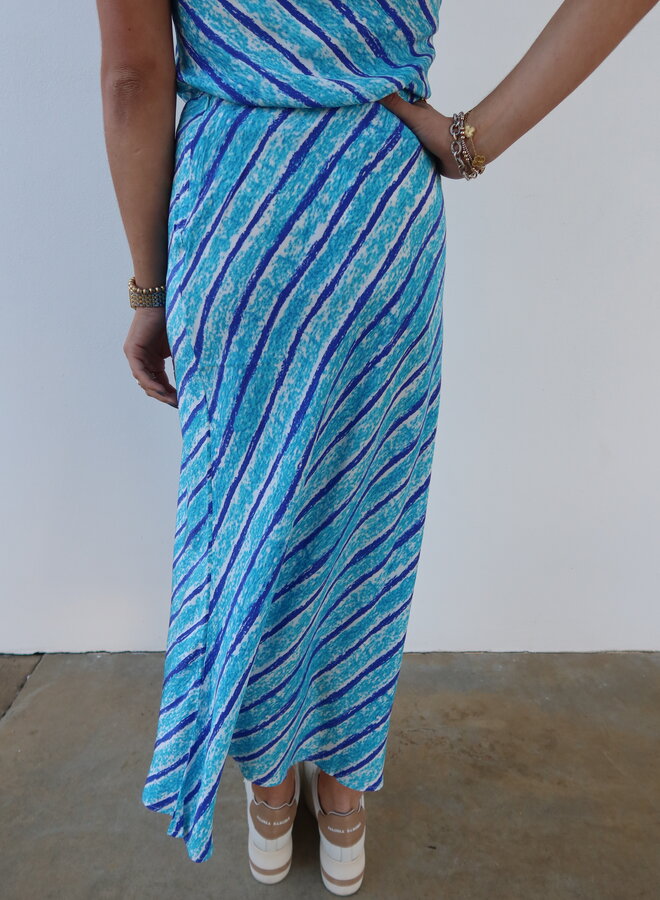 Gary Bigeni- Tash Bias Skirt- Blue Stripe