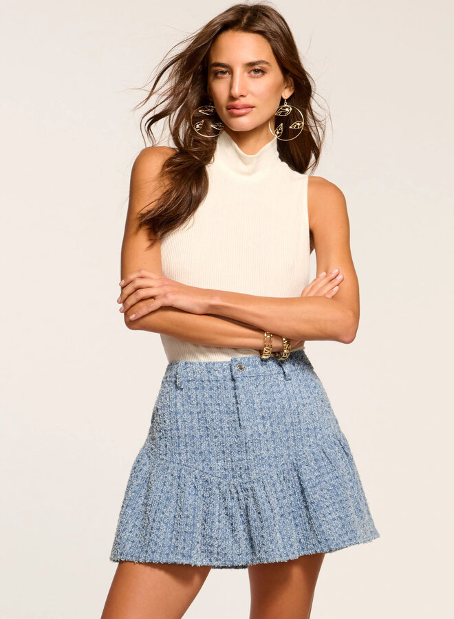 Ramy Brook- Jeanne Textured Denim Mini Skirt- Textured Wash