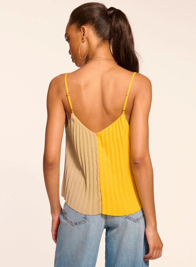 Ramy Brook- Eda Colorblock Pleated Tank Top- Daisy Colorblock