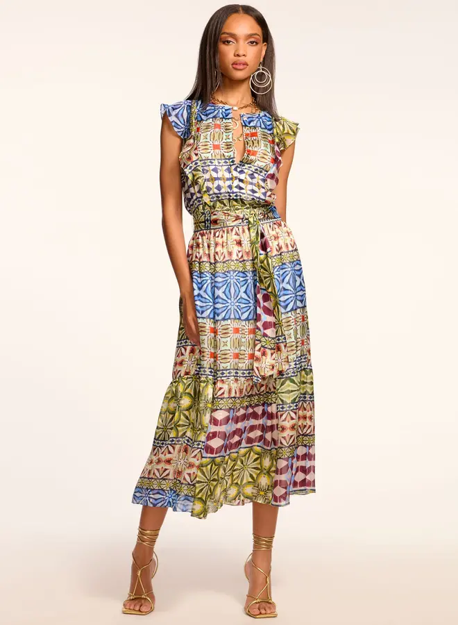 Ramy Brook- Angelika Midi Dress- Ribbon Blue Combo