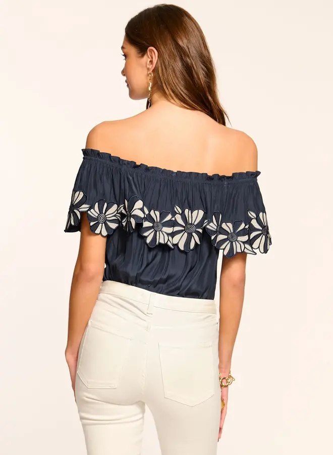Ramy Brook- Terri Embellished Off-The-Shoulder Top- Navy