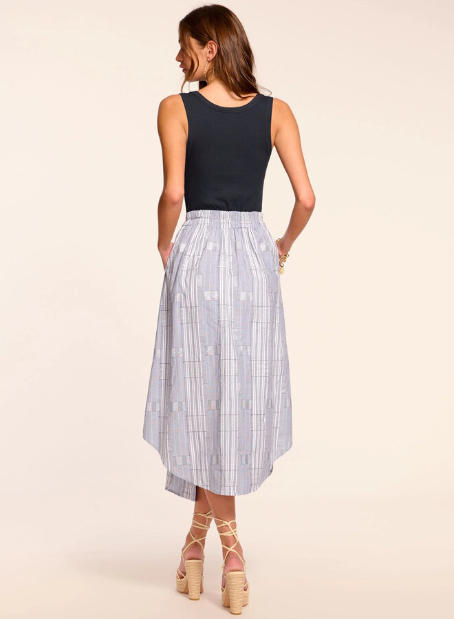 Ramy Brook- Aralyn Poplin Combo Sleeveless Midi Dress- Navy Patchwork