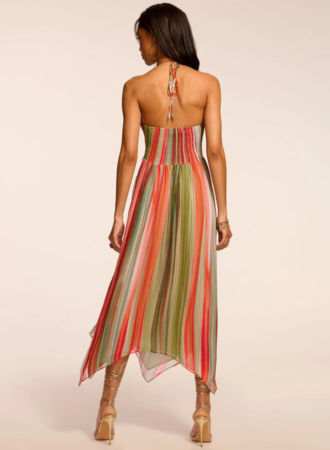 Ramy Brook- Anaja Silk Chiffon Cutout Midi Dress- Mint Stripe